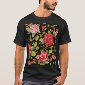 Rosa ros: blommönstret elegant. t shirt