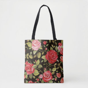 Rosa ros: blommönstret elegant. tygkasse