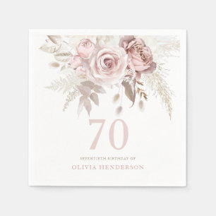 Rosa ros-blommor 70:e Födelsedagsfestens händelse Pappersservett
