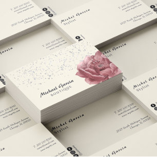 Rosa ros-blommor för handskrivna skripttypografi visitkort