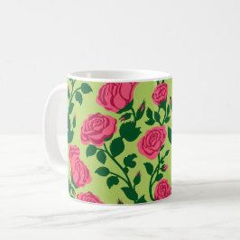 Rosa ros blomster mönster kaffemugg