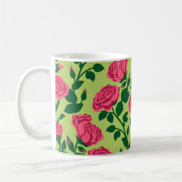 Rosa ros blomster mönster kaffemugg