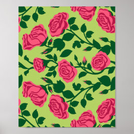 Rosa ros blomster mönster poster
