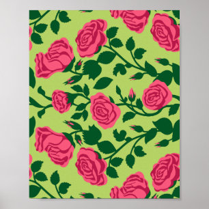 Rosa ros blomster mönster poster