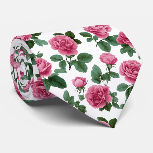 Rosa ros blomster mönster slips (Rullad)