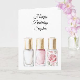 Rosa ros blomster nagellack födelsedag kort