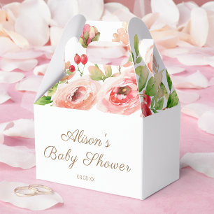 Rosa ros blomstergrönska flicka baby shower presentaskar