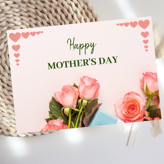 Rosa ros-blomsterkort julkort (Skapare uppladdad)