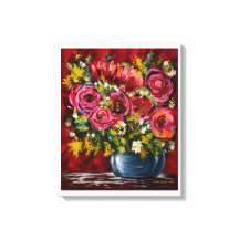 Rosa ros blomstermålning på canvas | Konstnärstryc