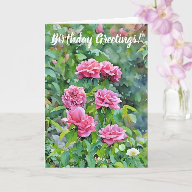 Rosa ros Blooming Garden Art Birthday Card Kort (Orkide)