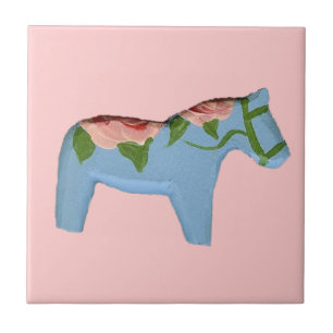Rosa ros Blue Horse Tile Kakelplatta
