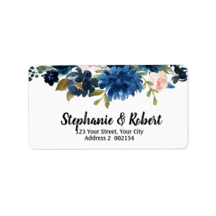 Rosa ros Boho-Blommigten Adress Adressetikett