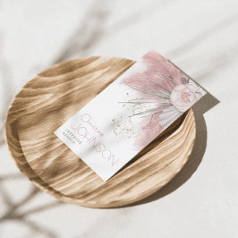 Rosa ros Boho Bohemian Chic Pampas Grass Visitkort