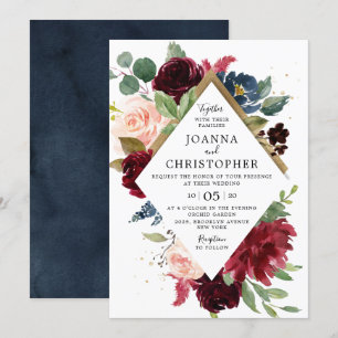  Rosa ros Boho Bröllop Inbjudningar