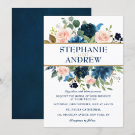 Rosa ros Boho Bröllop Inbjudningar