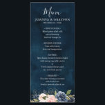 Rosa ros Boho Bröllop Meny<br><div class="desc">Den vackra blommigten boho-menykarden i bröllop har handmålad blommigt med vattenfärg / ro i rik av marinblått och  rosa / persika och charmering av stil-teckensnitt. Kontakta mig om du behöver hjälp med anpassning eller om du behöver någon annan produkt med den här designen.</div>