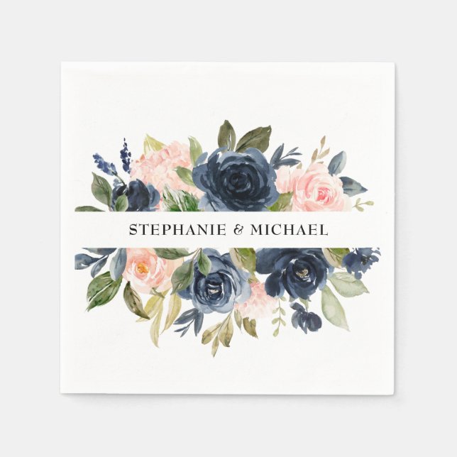  Rosa ros Boho Bröllop Pappersservett (Framsidan)