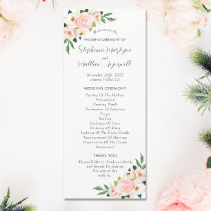 Rosa ros Botaniska vattenfärgen Bröllop Program