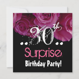 Rosa ros Bouquet 30th Surprise Birthday Template Inbjudningar