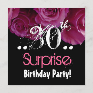 Rosa ros Bouquet 30th Surprise Birthday Template Inbjudningar