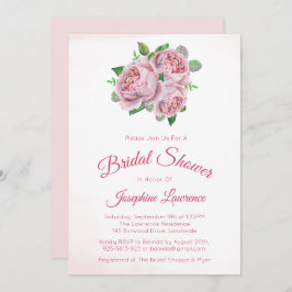 Rosa ros Bouquet Blommigt Inbjudningskort för möhi