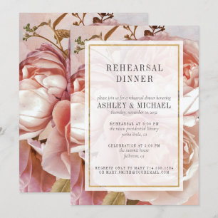 ROSA ROS BOUQUET Elegant Rehearsal Dinner Inbjudningar