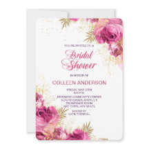 Rosa ros Bouquet Inbjudningskort för möhippan