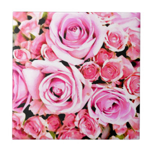 Rosa ros bouquet kakelplatta