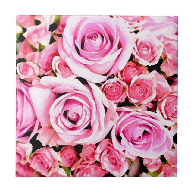 Rosa ros bouquet kakelplatta (Framsidan)