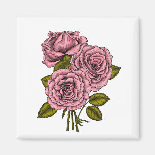 Rosa ros bouquet magnet