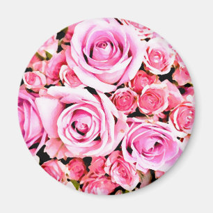 Rosa ros bouquet magnet