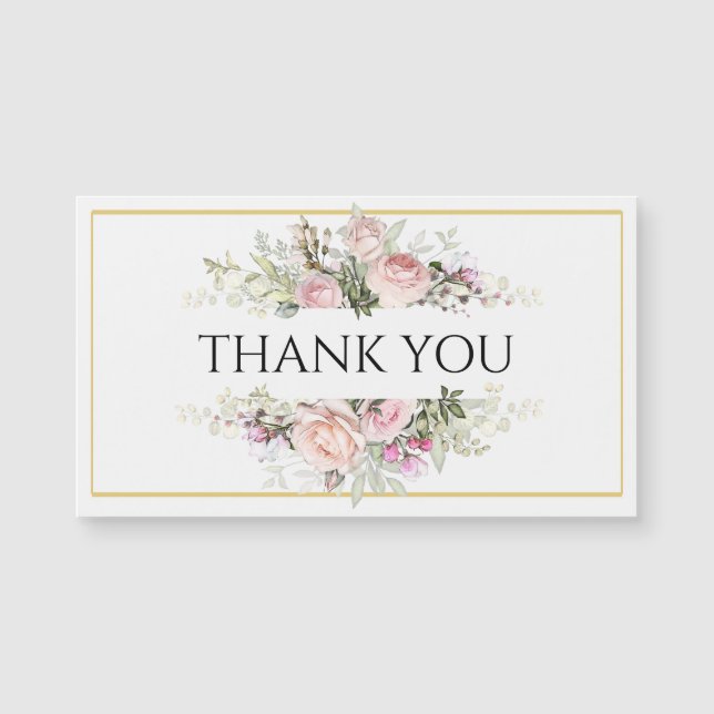 Rosa ros Bouquet med Elegant Script Tack (Framsida)