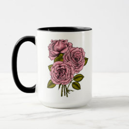 Rosa ros bouquet mugg