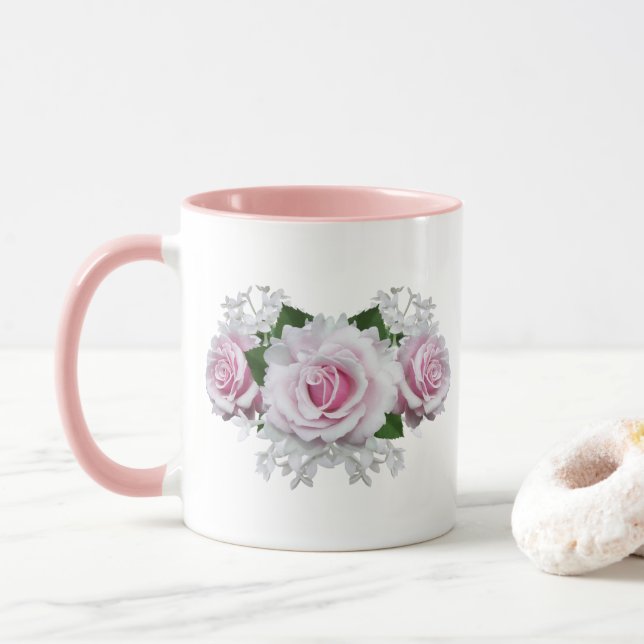 Rosa ros Bouquet Mugg (Med munk)