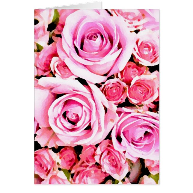 Rosa ros bouquet OBS kort (Framsidan)