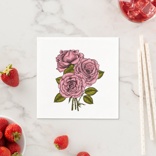 Rosa ros bouquet pappersservett (Insitu)