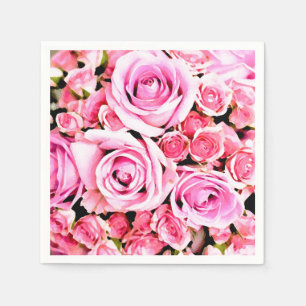 Rosa ros bouquet pappersservett