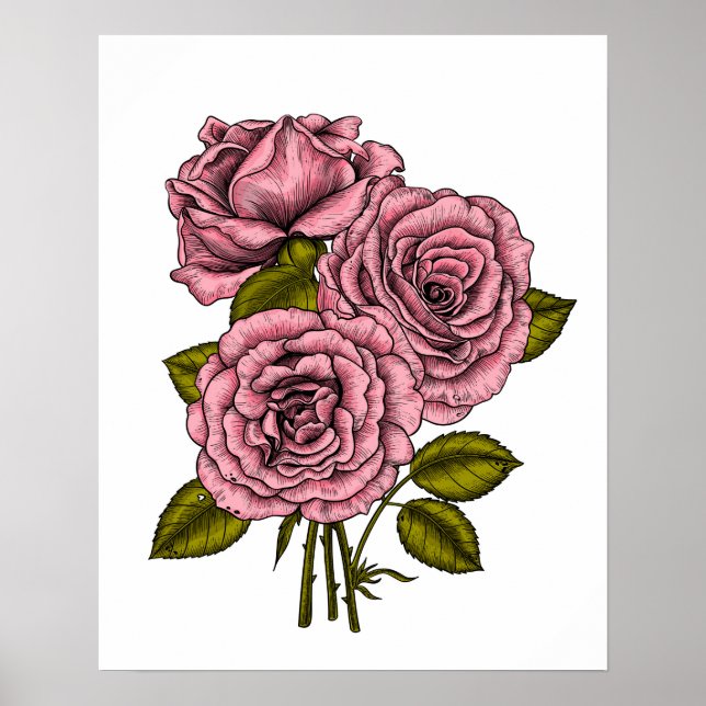 Rosa ros bouquet poster (Framsidan)