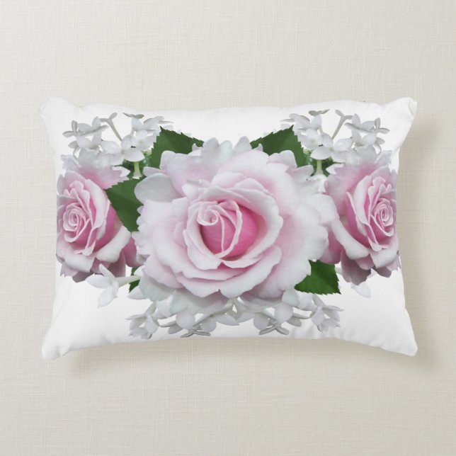 Rosa ros Bouquet Prydnadskudde (Framsidan)