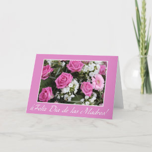 rosa ros bouquet-spansk mors dag-kort kort