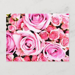 Rosa ros bouquet vykort