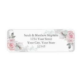Rosa ros Bouquets Returadress Etikett
