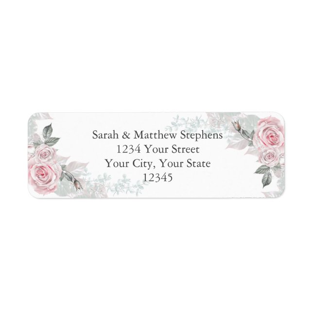 Rosa ros Bouquets Returadress Etikett (Framsidan)
