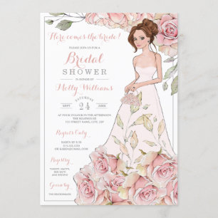 Rosa ros Bride Möhippa Inbjudningar