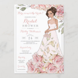 Rosa ros Bride Möhippa Inbjudningar
