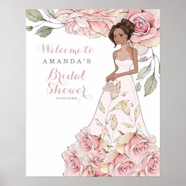 Rosa ros Bride Möhippa Välkommen Poster (Framsidan)