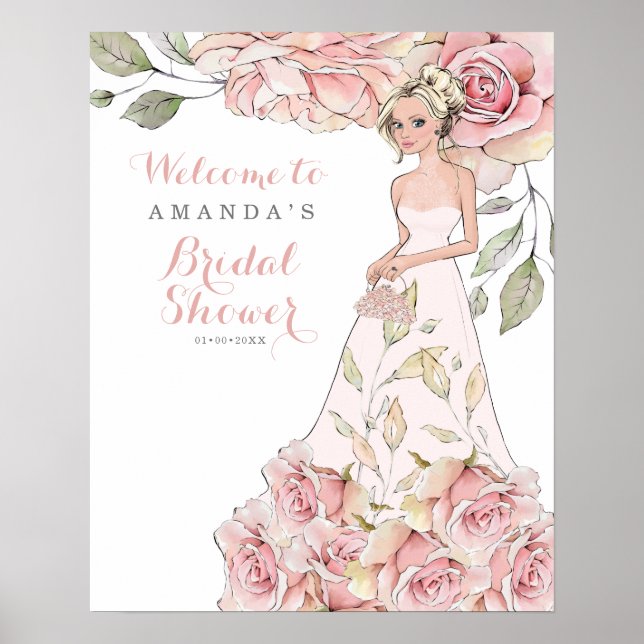 Rosa ros Bride Möhippa Välkommen Poster (Framsidan)
