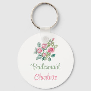 Rosa ros Bridesmaid Nyckelring