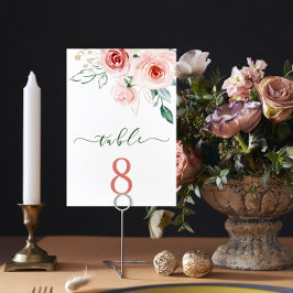 Rosa ros Bröllop Bord-kort Bordsnummer