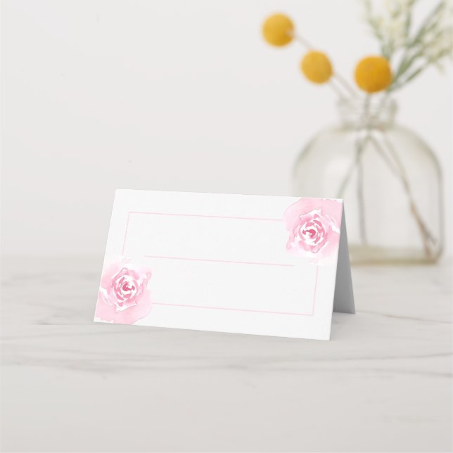 Rosa ros Bröllop Bord-platskort Placeringskort (Framsida)